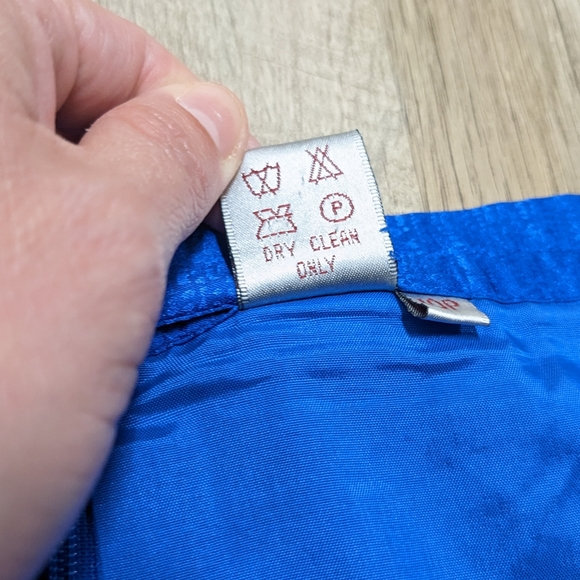 Royal Blue 100% Silk Midi Skirt Size 10p - Picture 5 of 10